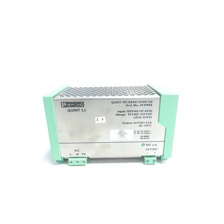 PHOENIX CONTACT 93-132V-AC 2.5A AMP 24V-DC AC TO DC POWER SUPPLY QUINT PS-120AC/24DC/2.5